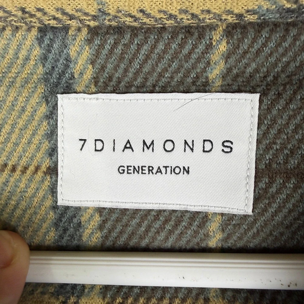 7 Diamonds Generation Mens XXL Plaid Knit Flannel Button Down Shirt GSMK-7900